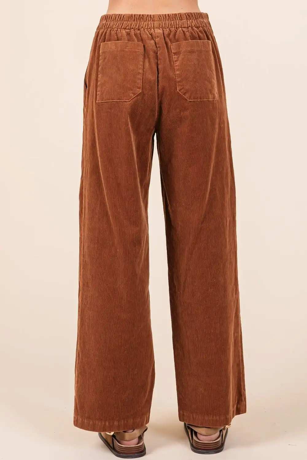 Mittoshop Corduroy Back Elastic Waist Pants - Trendsi - Flyclothing LLC