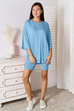 Basic Bae Bamboo Full Size Round Neck Drop Shoulder T-Shirt and Shorts Set - Trendsi - Flyclothing LLC