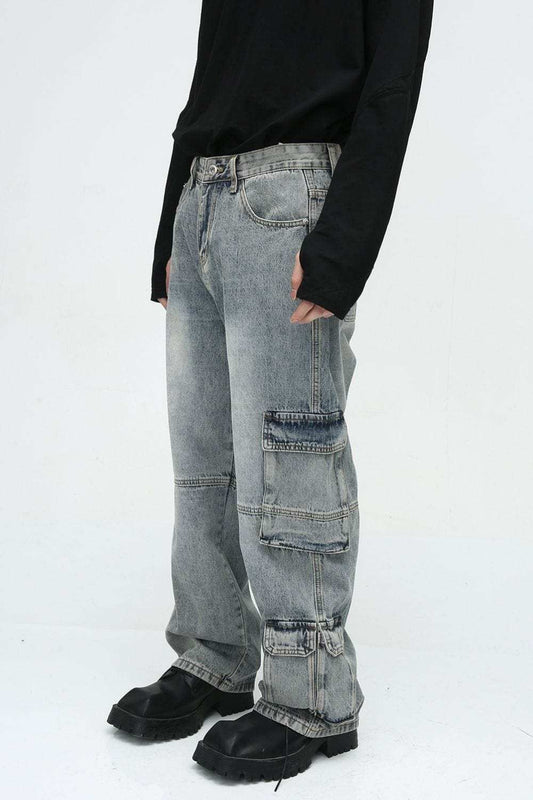 Wide Leg Jeans with Cargo Pockets - Trendsi - Flyclothing LLC