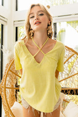 BiBi Tied Detail Short Sleeve T-Shirt - Trendsi - Flyclothing LLC