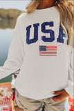 US Flag Corded Long Sleeve Sweatshirt - Trendsi