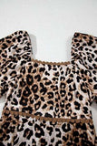 Leopard Square Neck Puff Sleeve Maxi Dress - Trendsi - Flyclothing LLC