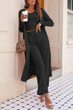 Drawstring Tank, Long Sleeve Cover Up and Pants Set - Trendsi - Flyclothing LLC