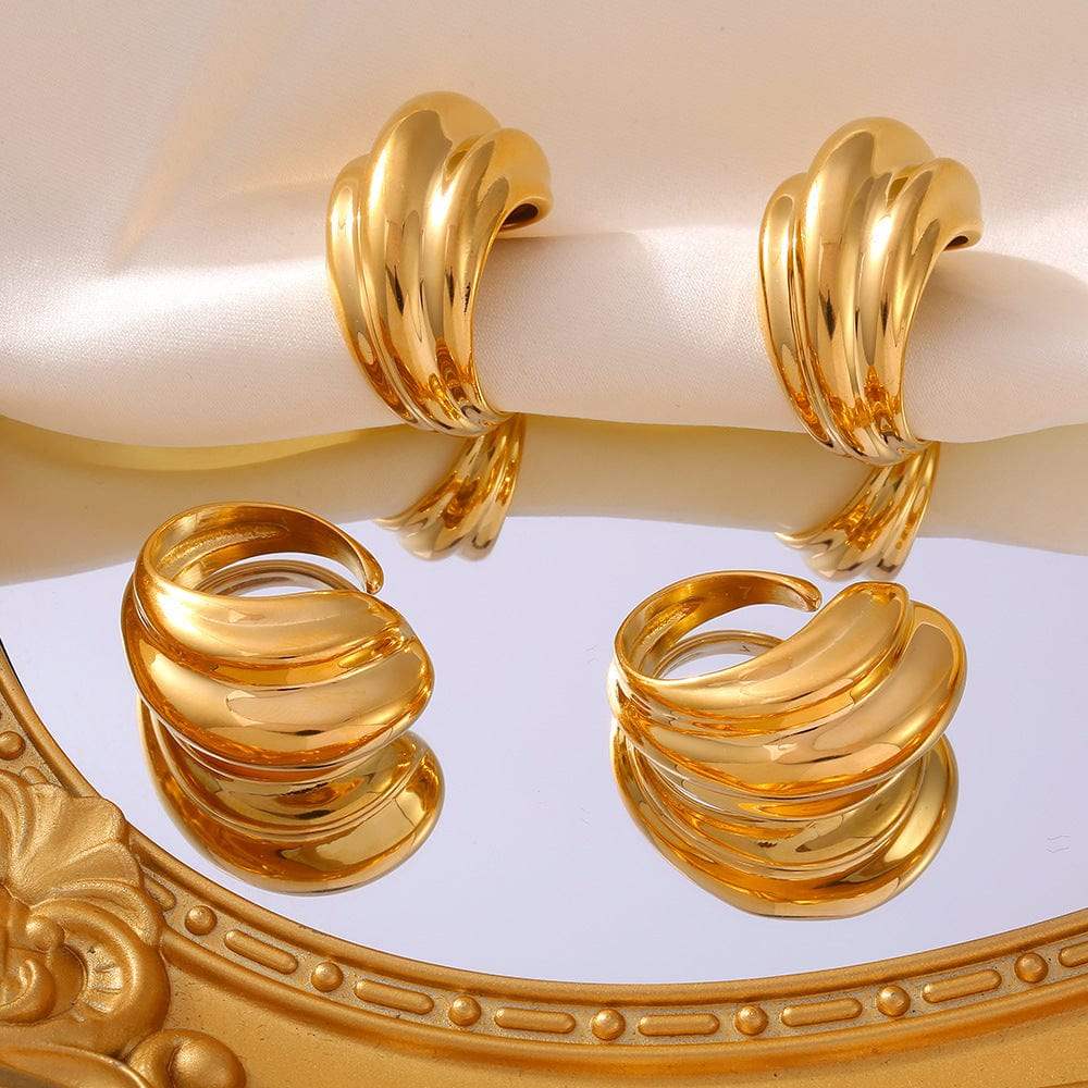18K Gold-Plated Titanium Steel Open Ring - Trendsi - Flyclothing LLC