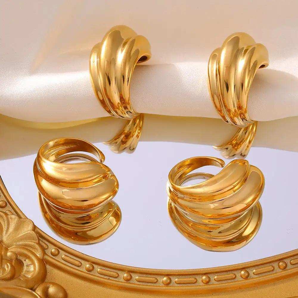 18K Gold-Plated Titanium Steel Open Ring - Trendsi - Flyclothing LLC