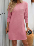 Striped Round Neck Long Sleeve Mini Dress - Trendsi - Flyclothing LLC