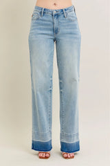 Judy Blue Full Size Mr Release Hem Wide Leg Jeans Plus Size - Trendsi - Flyclothing LLC