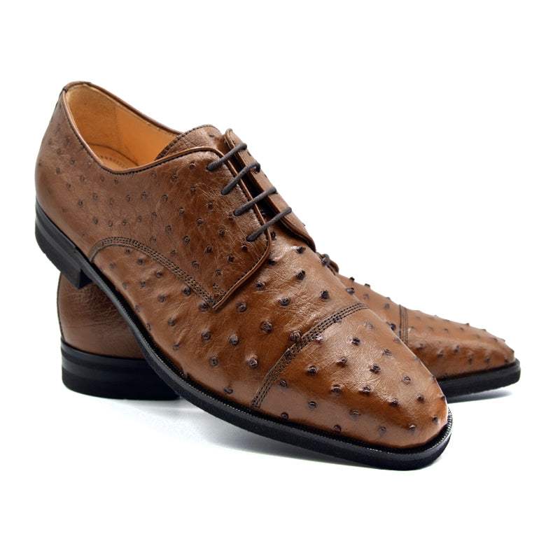 23-538-BDY ANDREA Ostrich Quill Lace Up, Brandy - Zelli Italia - Flyclothing LLC