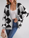 Diamond Pattern Button-Up Knit Cardigan - Trendsi - Flyclothing LLC