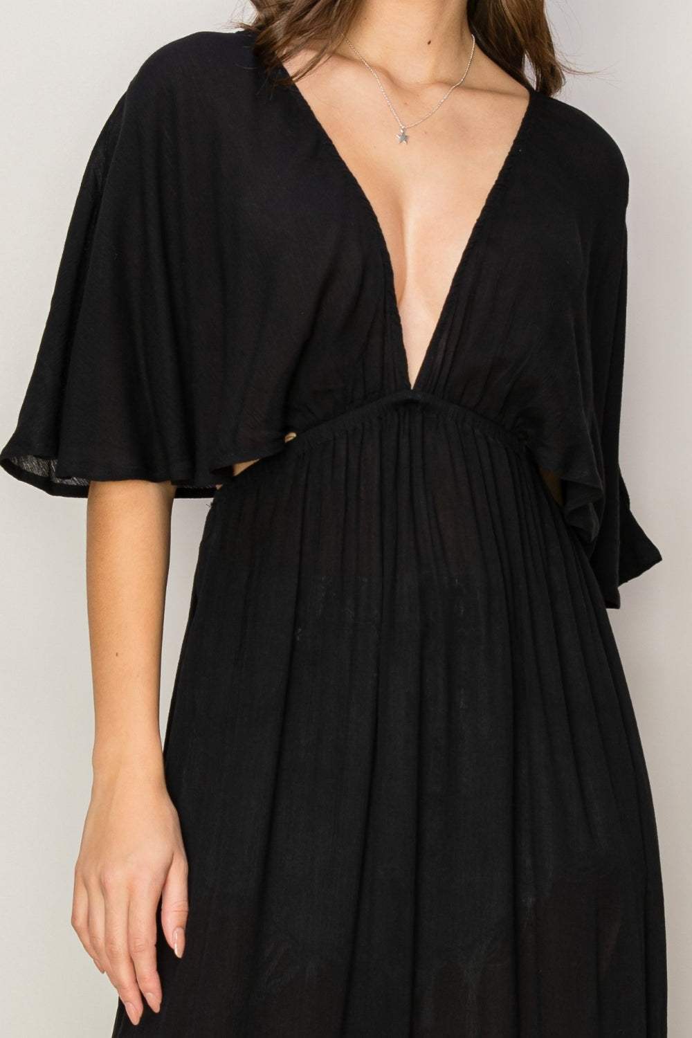 HYFVE Tie Back Maxi Split Cover Up Dress - Trendsi - Flyclothing LLC