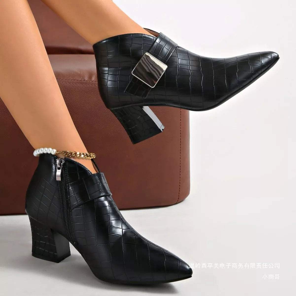 Point Toe Block Heels Boots - Trendsi - Flyclothing LLC