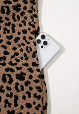 Leopard Johnny Collar Sleeveless Mini Dress - Trendsi - Flyclothing LLC