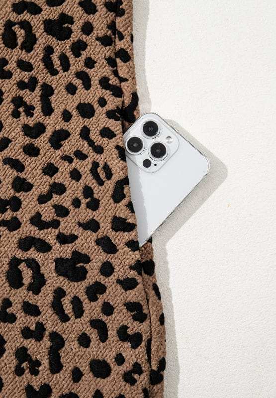 Leopard Johnny Collar Sleeveless Mini Dress - Trendsi - Flyclothing LLC