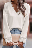 Lace Detail V-Neck Long Sleeve T-Shirt - Trendsi - Flyclothing LLC