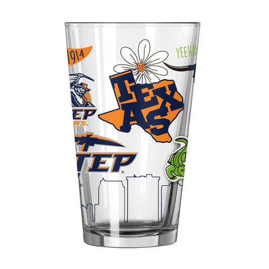 UTEP 16oz Native Pint Glass - Logo Brands - Flyclothing LLC