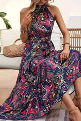Tied Floral Sleeveless Dress - Trendsi - Flyclothing LLC
