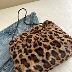 Leopard Furry Shoulder Bag - Trendsi