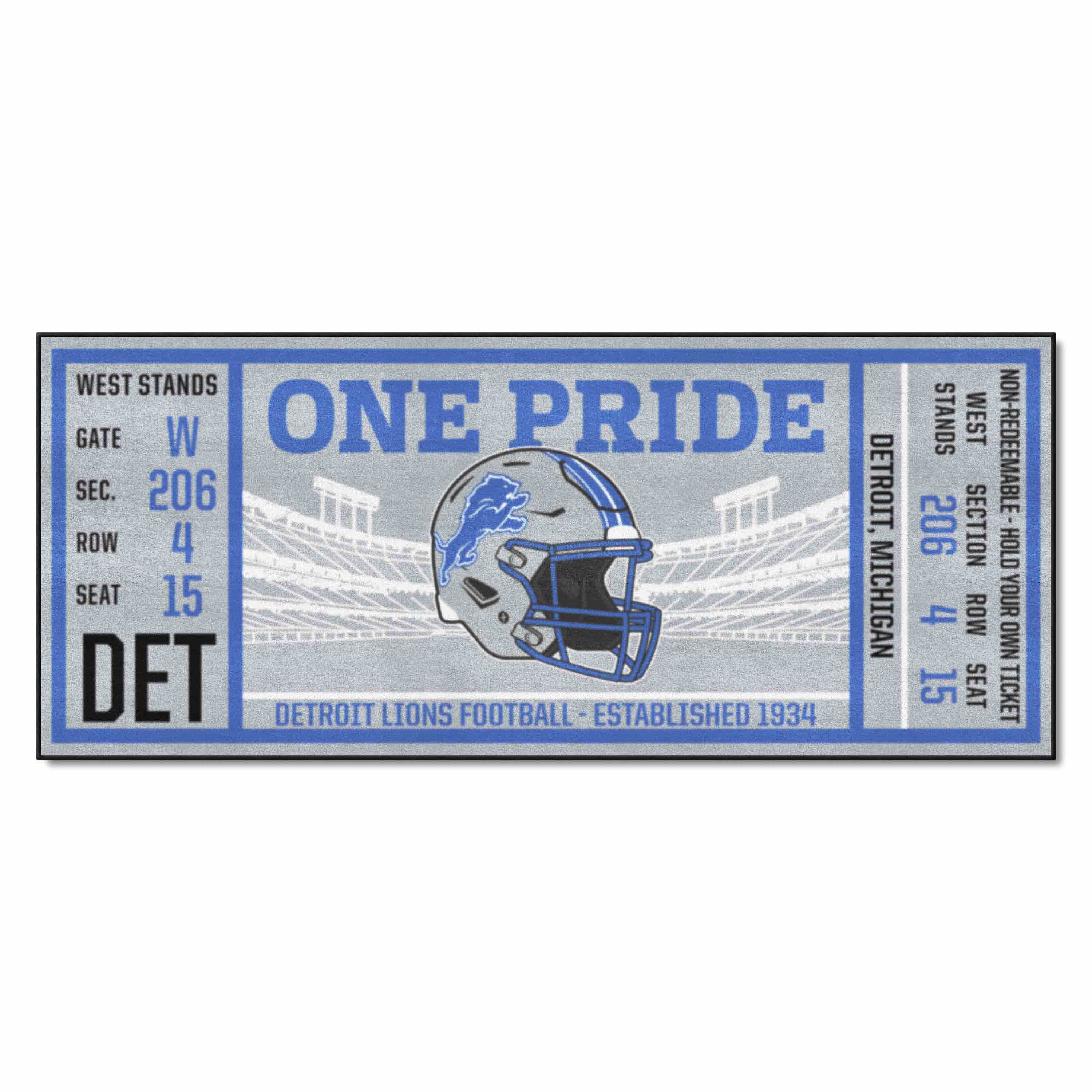 Detroit Lions Ticket Runner Rug - 30in. x 72in. - Detroit Lions