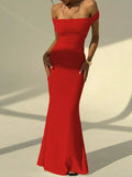 Backless Off-Shoulder Bodycon Mermaid Maxi Dress - Trendsi - Flyclothing LLC