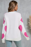 Angel Wings Contrast Heart Dropped Shoulder Long Sleeve Sweater - Trendsi