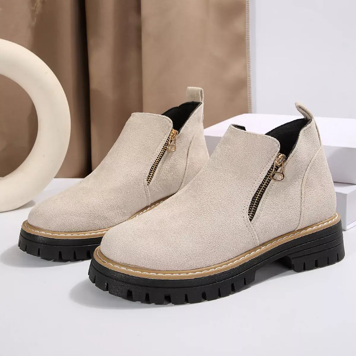Side Zip Ankle Boots - Trendsi - Flyclothing LLC