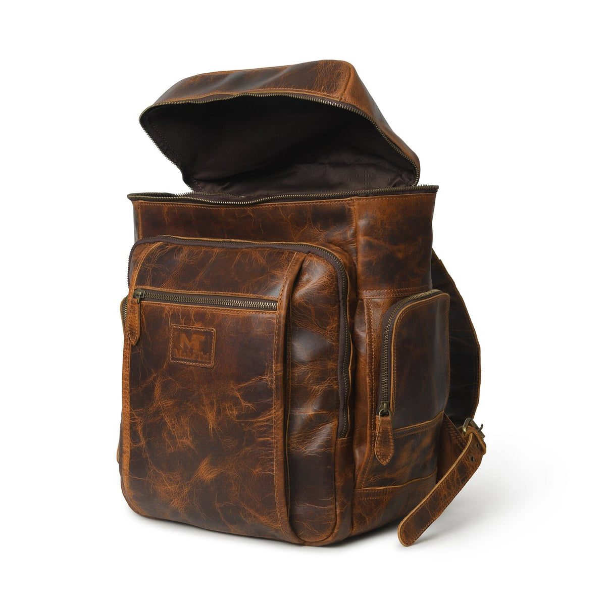 Alpha Caramel Buffalo Leather Travel Backpack - Classy Leather Bags - Flyclothing LLC
