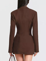 Full Size Blazer-Style Long Sleeve Mini Dress Plus Size - Trendsi - Flyclothing LLC