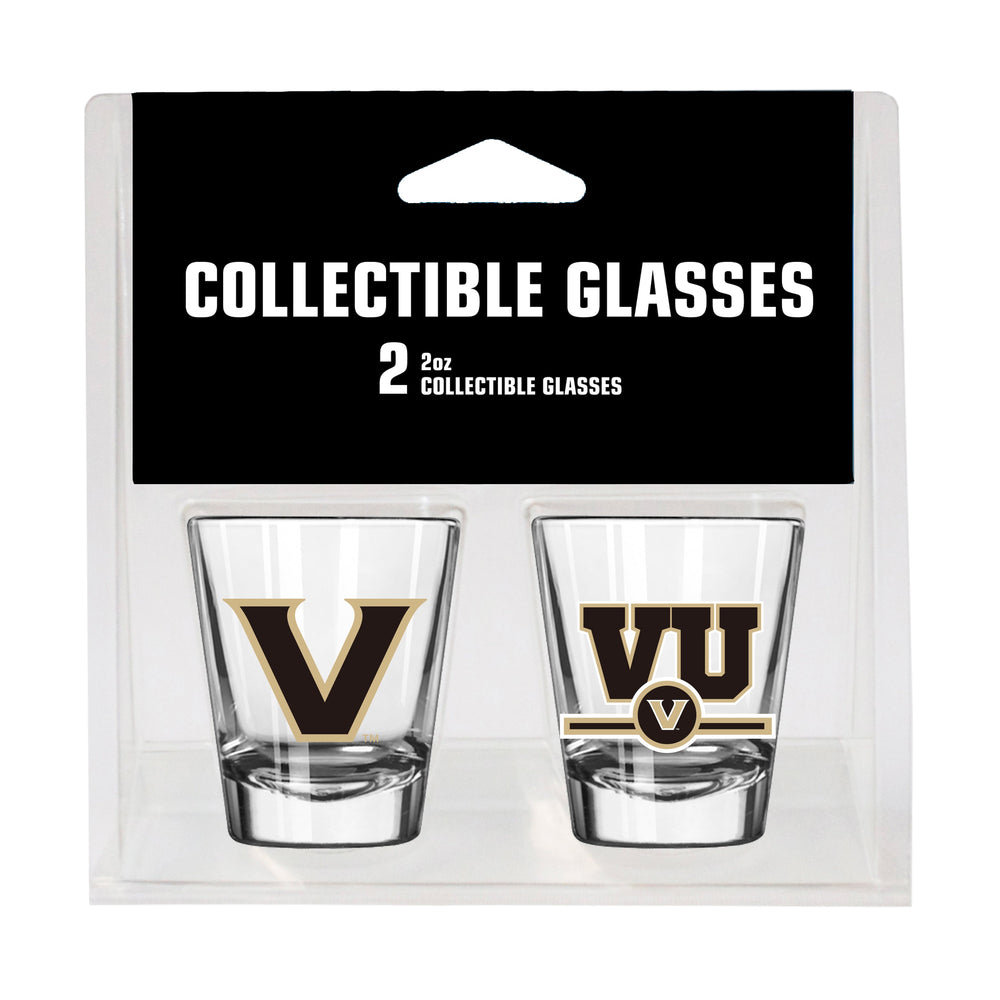 Vanderbilt Campus Colors 2oz Letterman Shot Glass 2 Pack