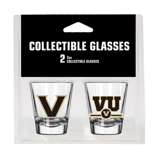 Vanderbilt Campus Colors 2oz Letterman Shot Glass 2 Pack - Logo Brands - Flyclothing LLC