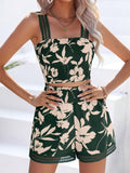 Smocked Printed Square Neck Top and Shorts Set - Trendsi