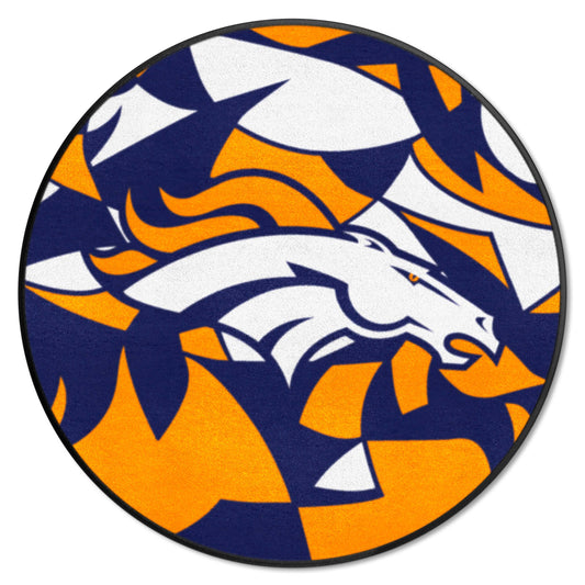 Denver Broncos Roundel Rug - 27in. Diameter XFIT Design - Denver Broncos