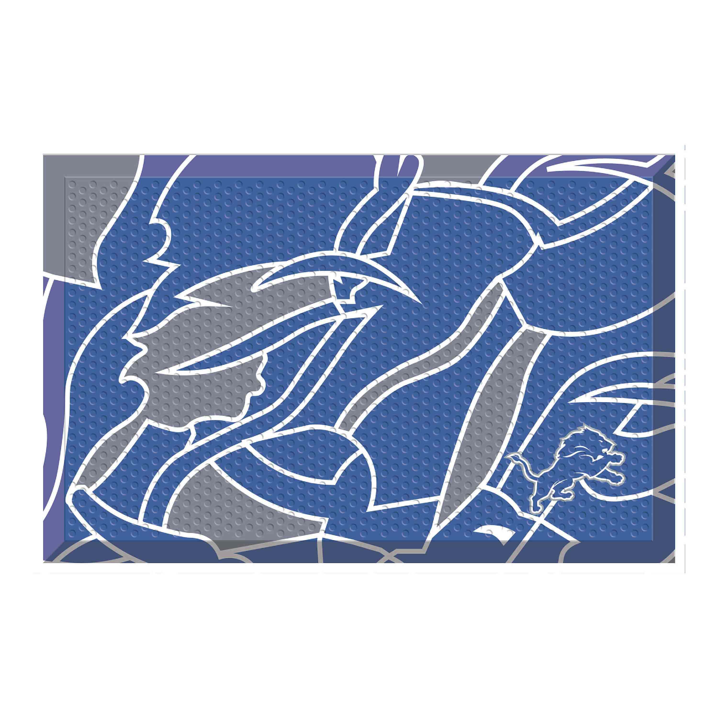 Detroit Lions Rubber Scraper Door Mat XFIT Design - Detroit Lions