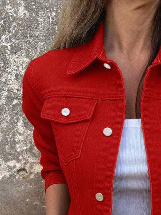 Button Front Closure Denim Jacket - Trendsi - Flyclothing LLC