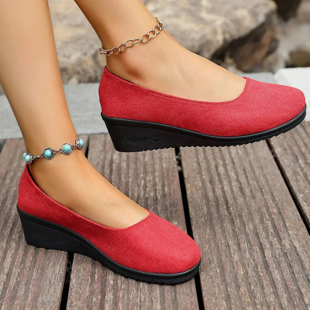 Wedge Heel Slip-On Loafers - Trendsi - Flyclothing LLC