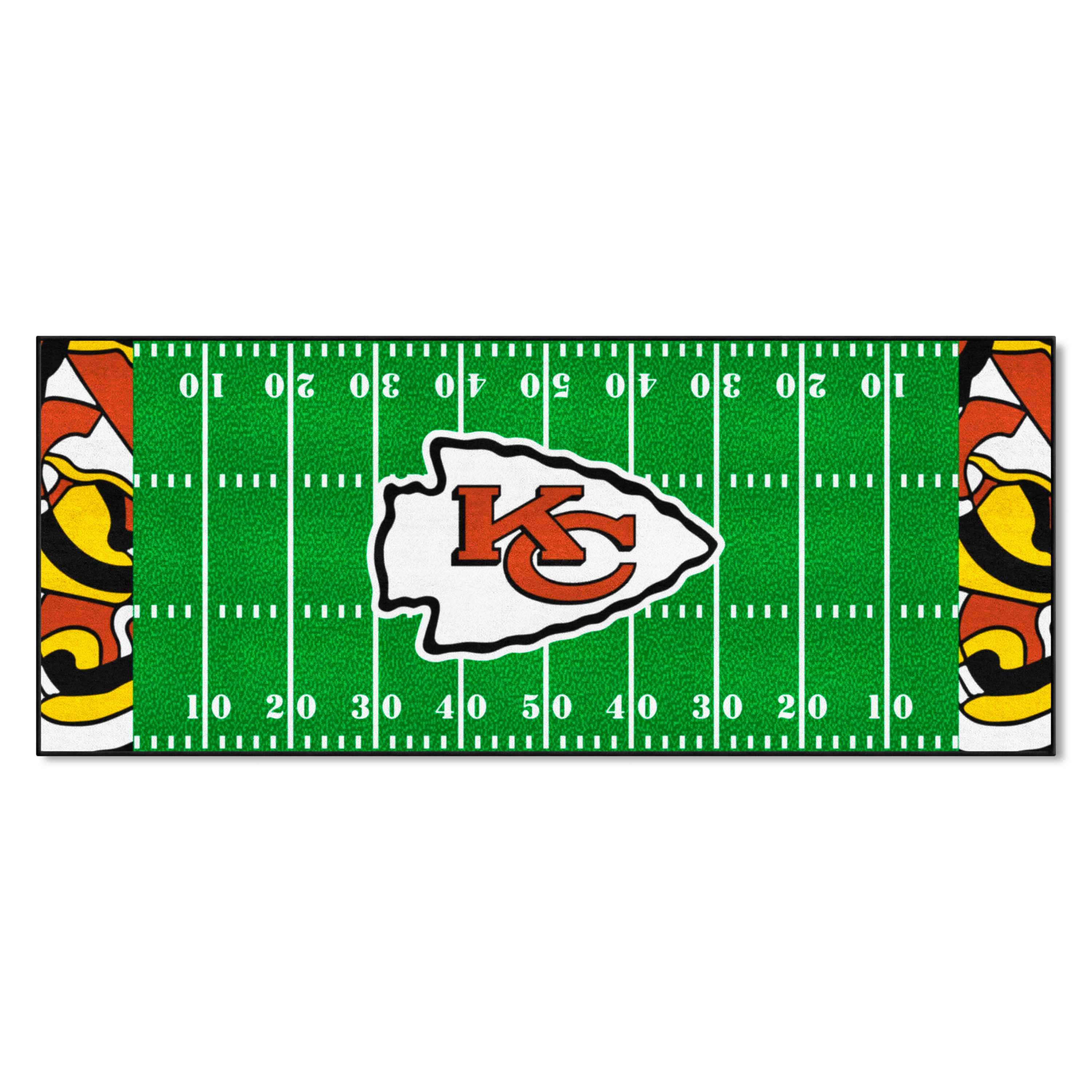 Kansas City Chiefs Football Field Runner Mat - 30in. x 72in. XFIT Design - Kansas City Chiefs