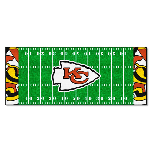Kansas City Chiefs Football Field Runner Mat - 30in. x 72in. XFIT Design - Kansas City Chiefs