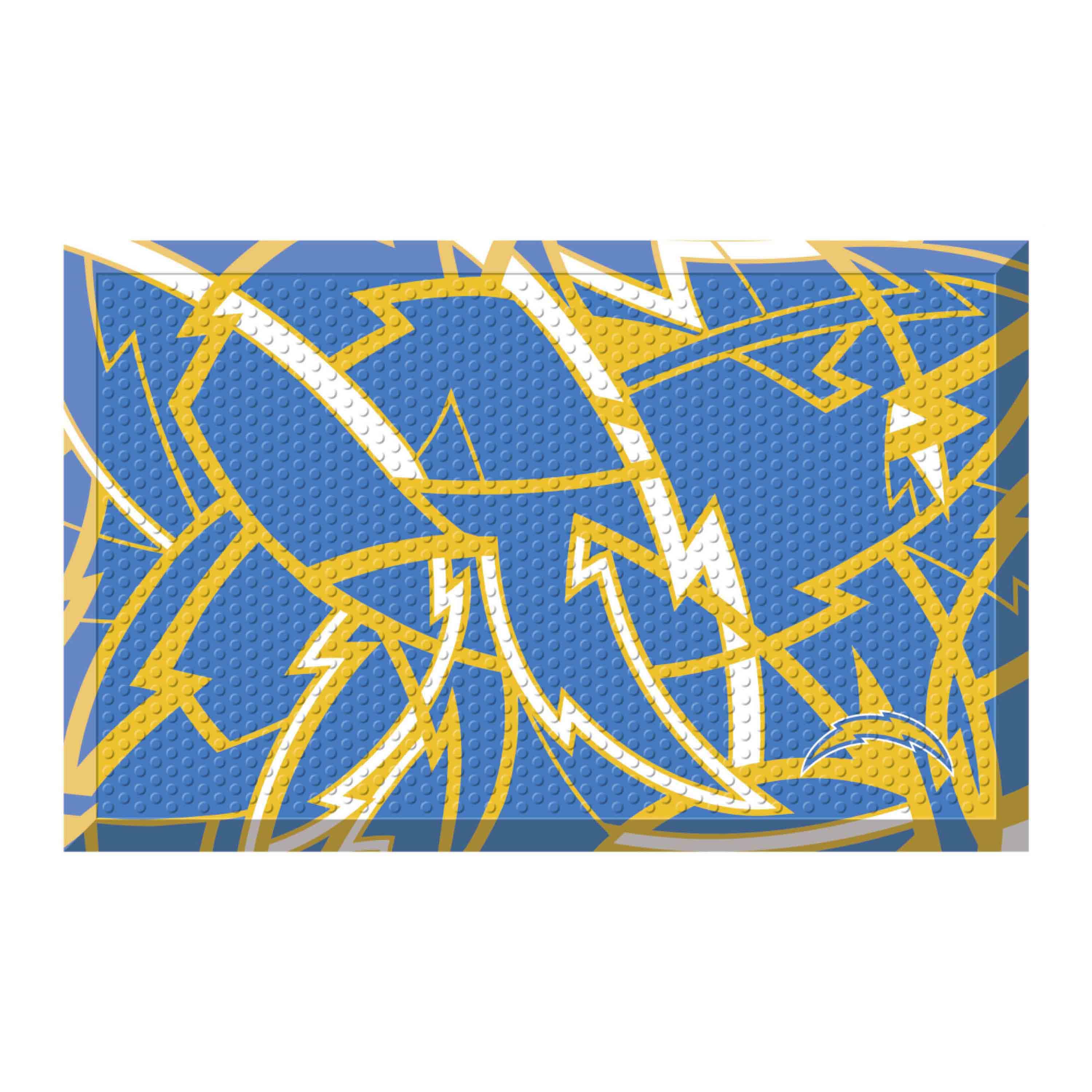 Los Angeles Chargers Rubber Scraper Door Mat XFIT Design - Los Angeles Chargers