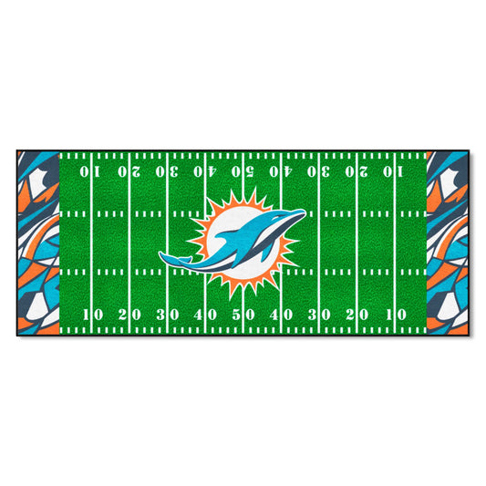 Miami Dolphins Football Field Runner Mat - 30in. x 72in. XFIT Design - Miami Dolphins
