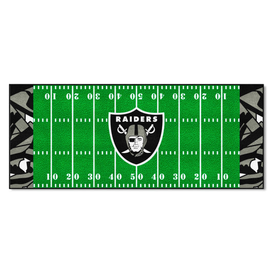 Las Vegas Raiders Football Field Runner Mat - 30in. x 72in. XFIT Design - Las Vegas Raiders