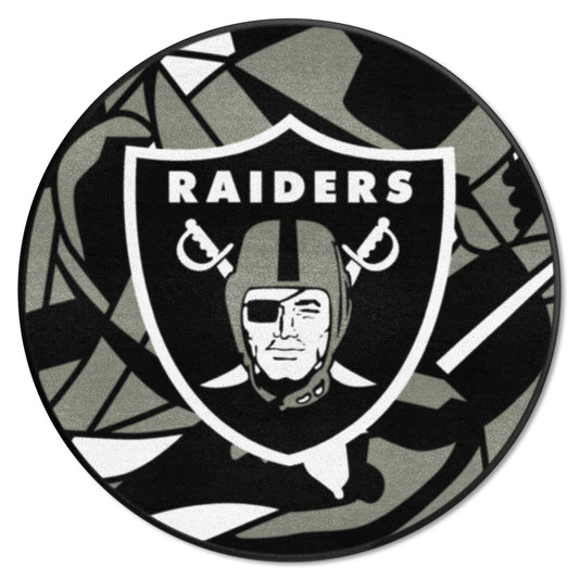 Las Vegas Raiders Roundel Rug - 27in. Diameter XFIT Design - Las Vegas Raiders