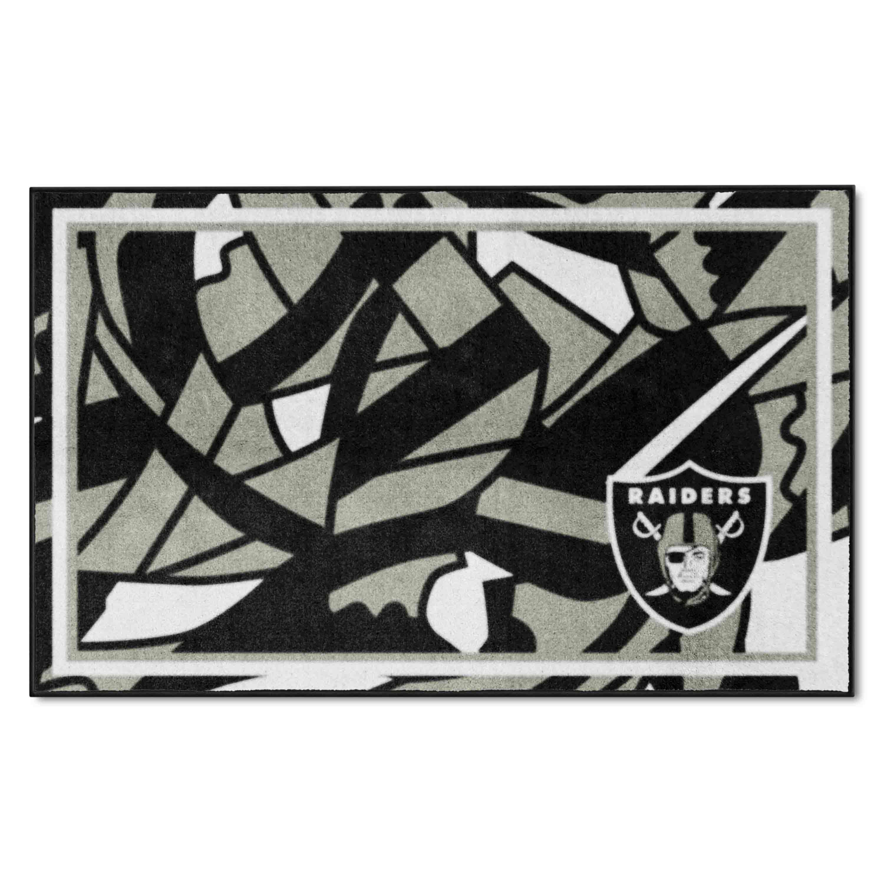 Las Vegas Raiders 4ft. x 6ft. Plush Area Rug XFIT Design - Las Vegas Raiders