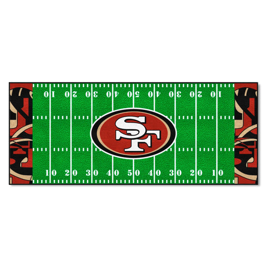 San Francisco 49ers Football Field Runner Mat - 30in. x 72in. XFIT Design - San Francisco 49ers