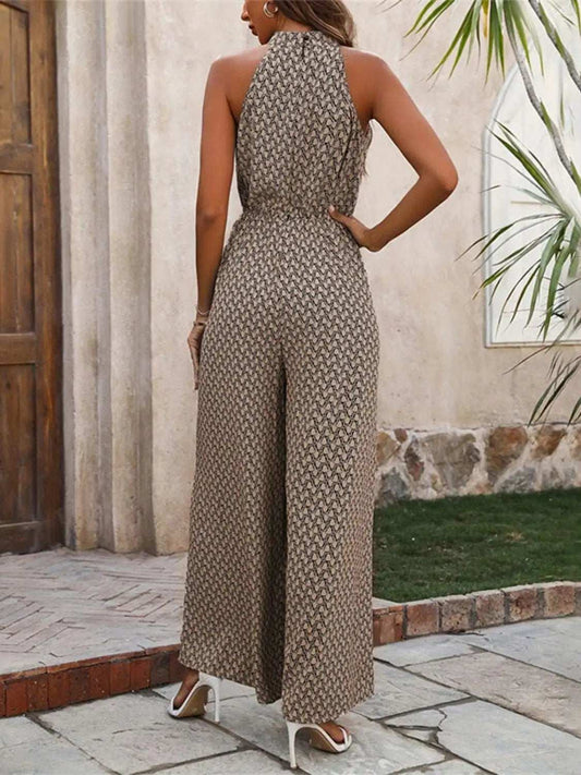 Printed Wide Leg Sleeveless Jumpsuit - Trendsi - Flyclothing LLC