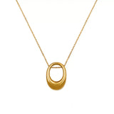 18K Gold-Plated Oval Pendant Necklace - Trendsi - Flyclothing LLC