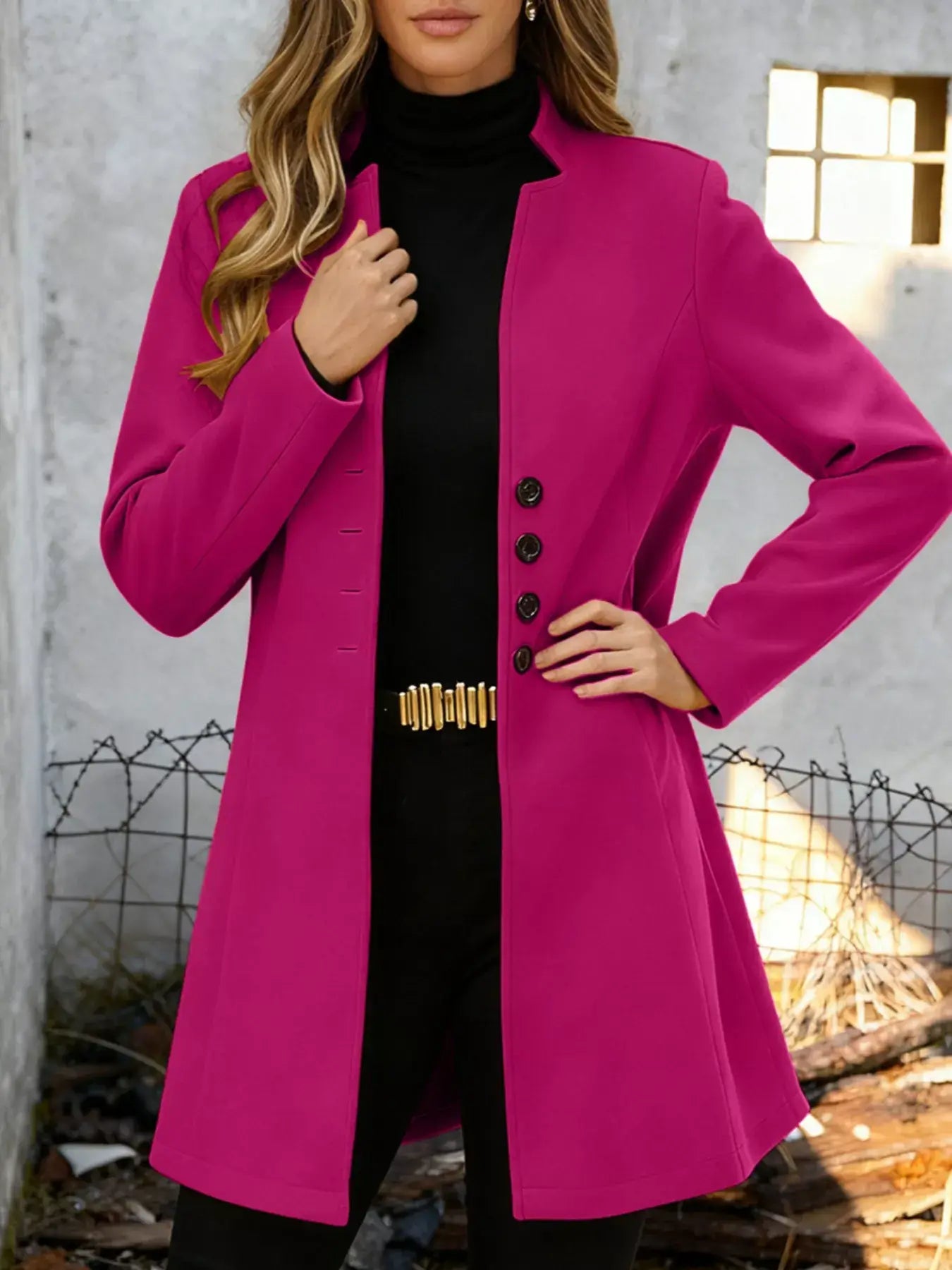 Button-Down Longline Outerwear - Trendsi - Flyclothing LLC