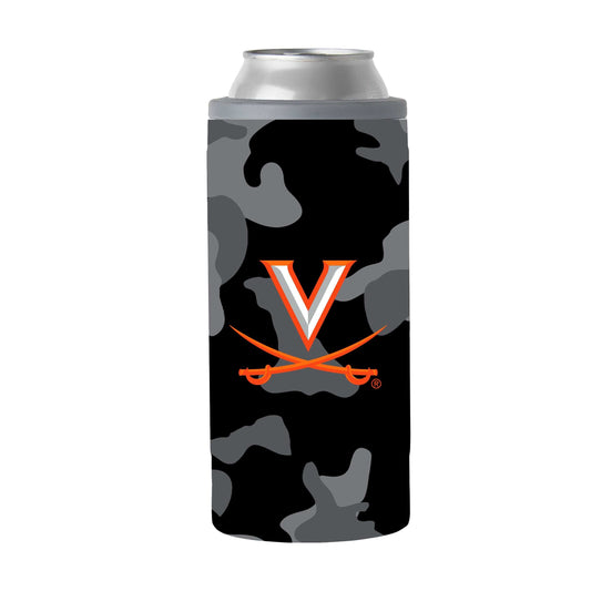 Virginia Black Camo 12oz Slim Can Coolie - Logo Brands - Flyclothing LLC