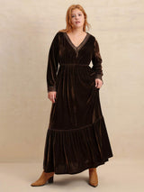 Plus Size Lace Detail V-Neck Long Sleeve Midi Dress - Trendsi - Flyclothing LLC