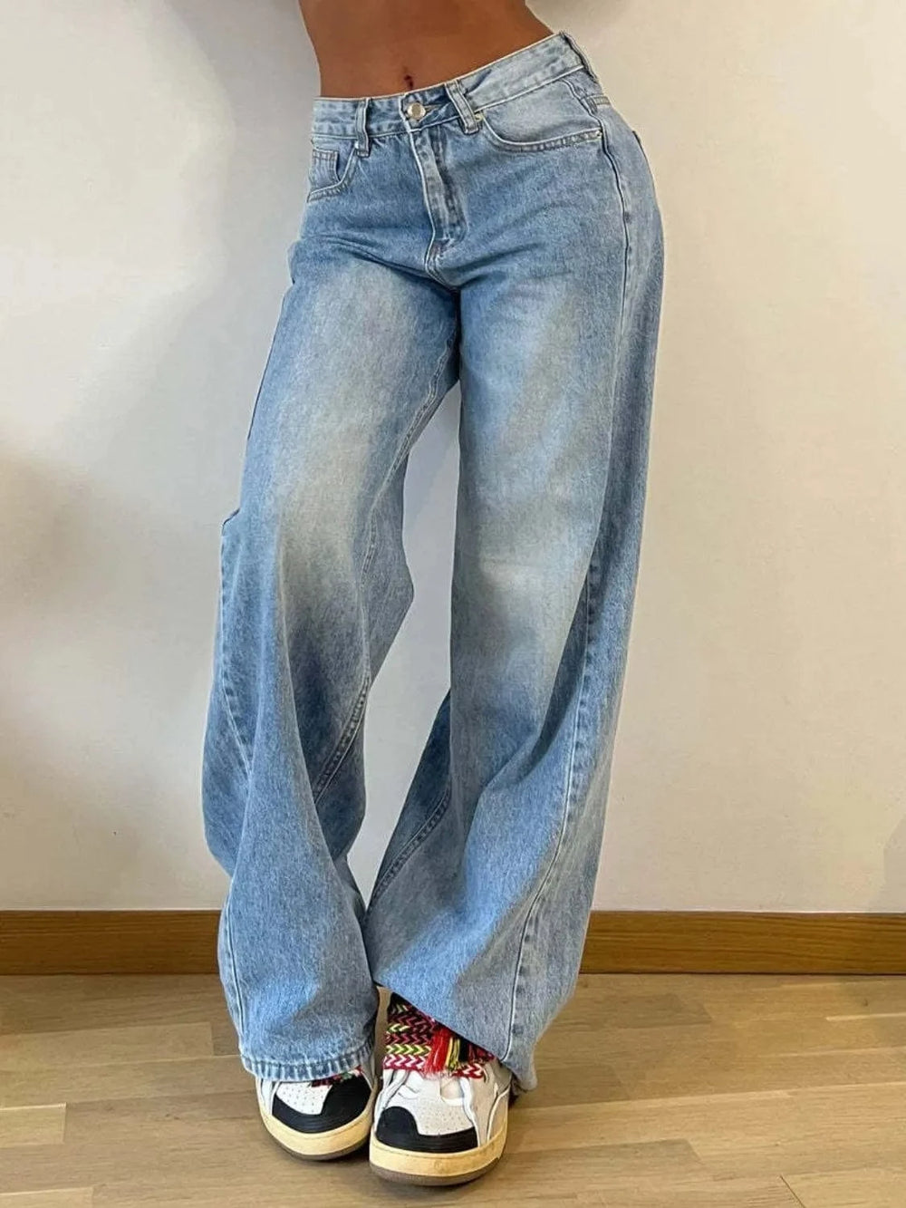 Wide Leg Jeans with Pockets - Trendsi