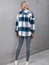 Ivy Lane Plaid Long Sleeve Shirt Jacket - Trendsi - Flyclothing LLC