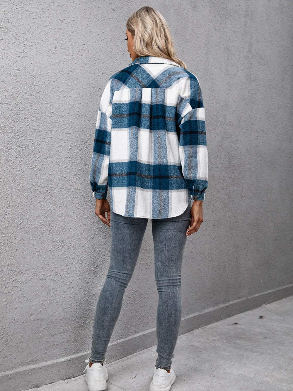 Ivy Lane Plaid Long Sleeve Shirt Jacket - Trendsi - Flyclothing LLC